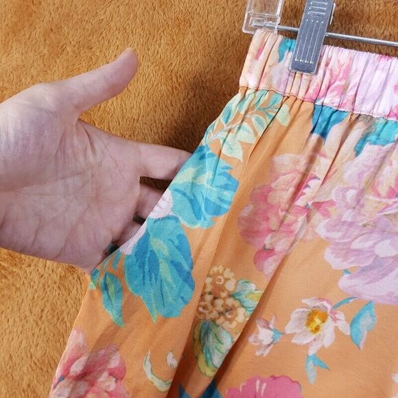 MAJORELLE Womens Shorts Small Orange Pull On Flounce Satin Pockets CONNIE - Picture 3 of 10